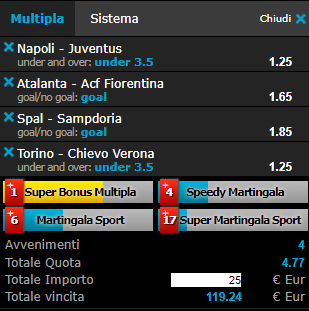 scommessa serie A 03-03-19