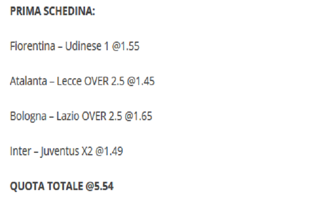 schedina vincente 06-10-19