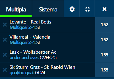 scommesse pronte di oggi 