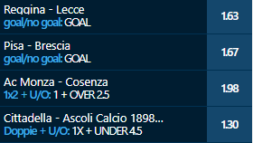 scommesse pronte Serie b 2021-01-16