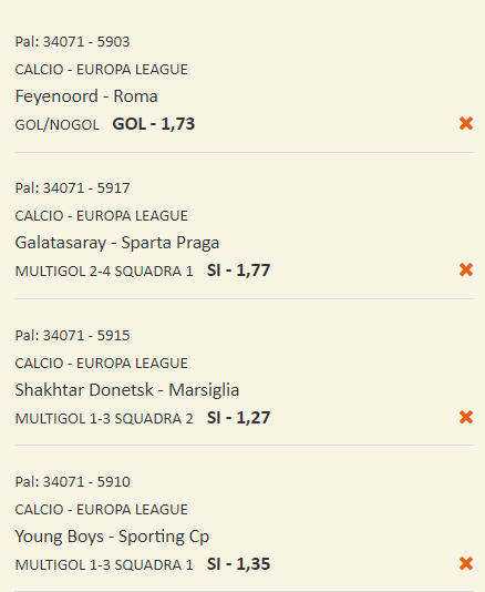 schedina europa league 15-02-24