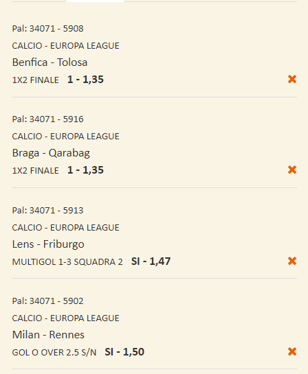 scommesse pronte Europa League 2024-02-15