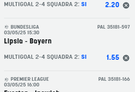 Scommesse vincenti 03-05-25