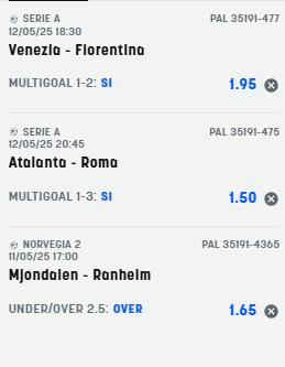 scommesse pronte di oggi 2025-05-12