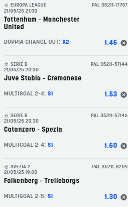 scommesse pronte di oggi 2025-05-21