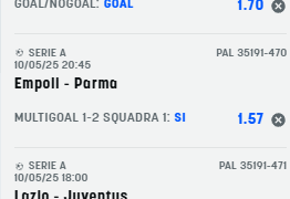 Scommesse vincenti 10-05-25