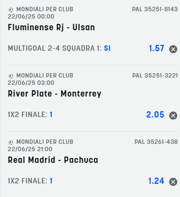 scommesse pronte di oggi 2025-06-22