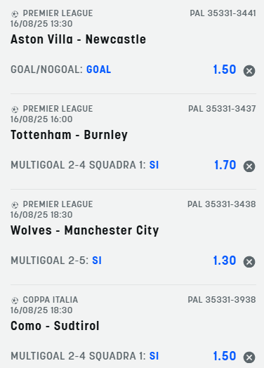 scommesse pronte di oggi 2025-08-16