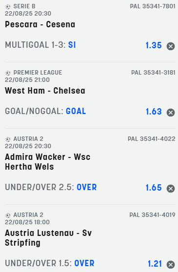 scommesse pronte di oggi 2025-08-22