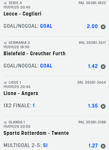 scommesse pronte di oggi 2025-09-19