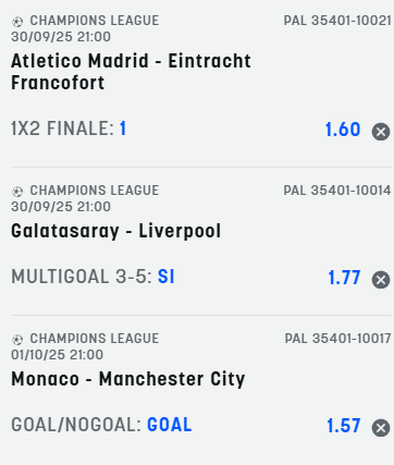 scommesse pronte Champions League 2025-09-30