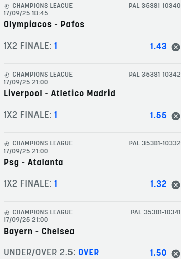 scommesse pronte Champions League 2025-09-16