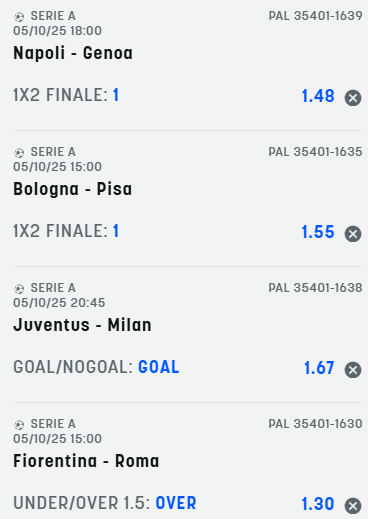 scommesse pronte Serie a 2025-10-04