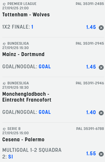 scommesse pronte di oggi 2025-09-27