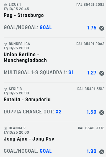 scommesse pronte di oggi 2025-10-17