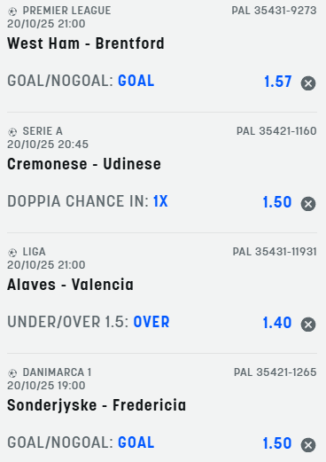 scommesse pronte di oggi 2025-10-20