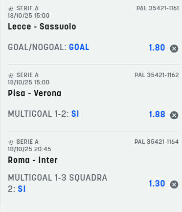 scommesse pronte Serie a 2025-10-18