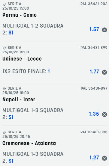 scommesse pronte Serie a 2025-10-25