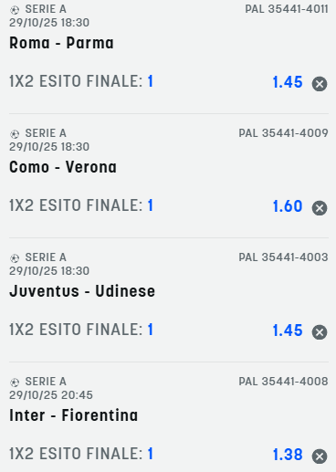 schedina serie a 29-10-25
