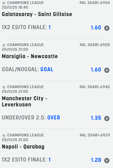 scommesse pronte Champions League 2025-11-25
