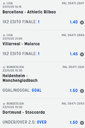 scommesse pronte di oggi 2025-11-22