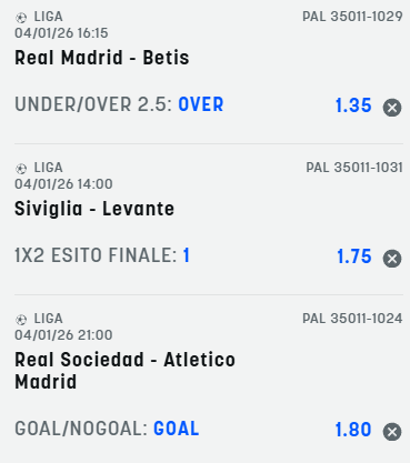 scommesse pronte di oggi 2026-01-04