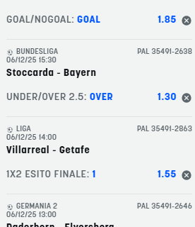 Scommesse vincenti 06-12-25 Scommesse vincenti 06-12-25