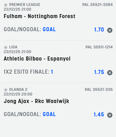 scommesse pronte di oggi 2025-12-22