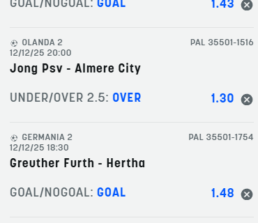 Scommesse vincenti 12-12-25 Scommesse vincenti 12-12-25