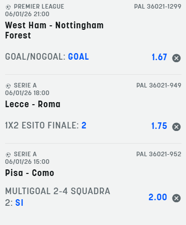 scommesse pronte di oggi 2026-01-06