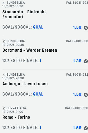 scommesse pronte di oggi 2026-01-13