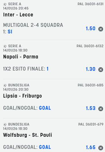 scommesse pronte di oggi 2026-01-14