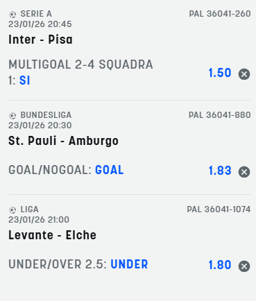 scommesse pronte di oggi 2026-01-23