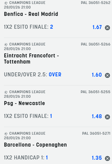 scommesse pronte Champions League 2026-01-28