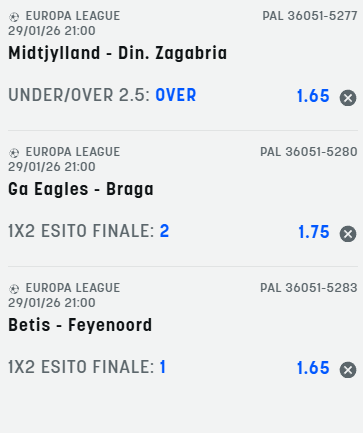 scommesse pronte Europa League 2026-01-29