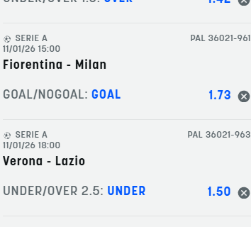 Scommesse vincenti 11-01-26