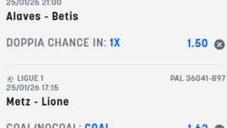 Scommesse vincenti 25-01-26