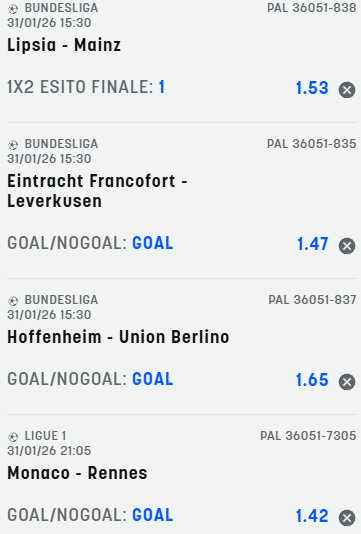 scommesse pronte di oggi 2026-01-31