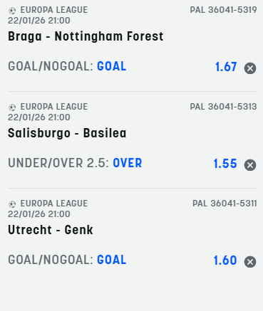 scommesse pronte Europa League 2026-01-22