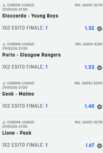 scommesse pronte Europa League 2026-01-29
