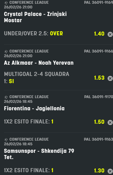scommesse pronte di oggi 2026-02-26