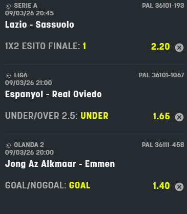 scommesse pronte Serie a 2026-03-09