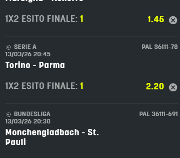 Scommesse vincenti 13-03-26