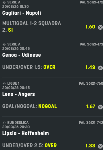 scommesse pronte di oggi 2026-03-20