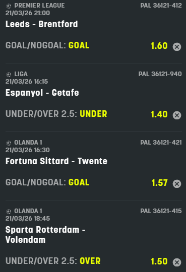 scommesse pronte di oggi 2026-03-21