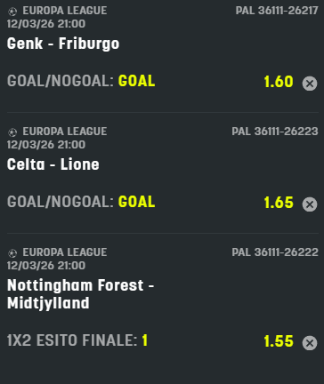 scommesse pronte Europa League 2026-03-12