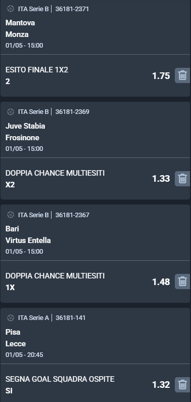 scommesse pronte di oggi 2026-05-01