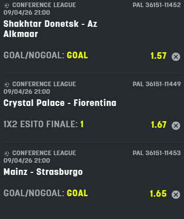 scommesse pronte di oggi 2026-04-09