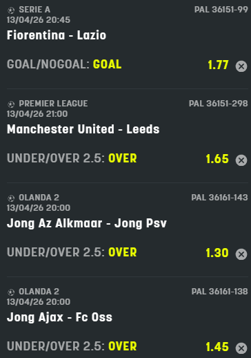 scommesse pronte di oggi 2026-04-13