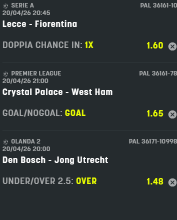 scommesse pronte di oggi 2026-04-20